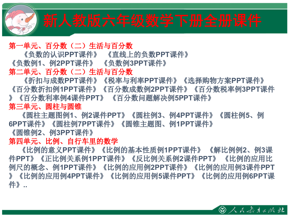 人教版小学六年级数学下册全册ppt课件