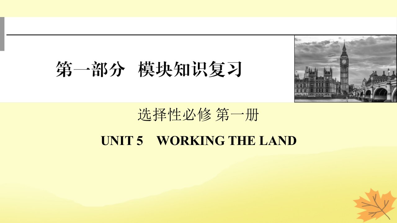 2024版高考英语一轮总复习第一部分模块知识复习选择性必修第一册Unit5WorkingtheLand课件