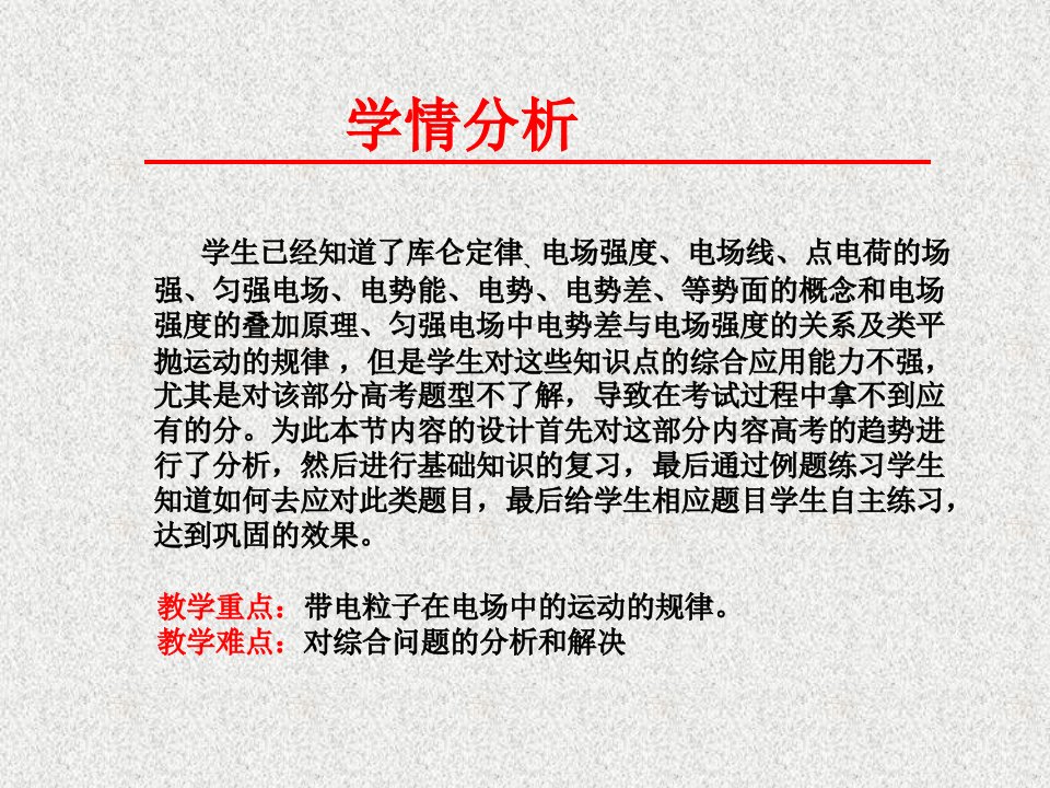 最新带电粒子在电场中的运动宁夏育才中学王福1118ppt课件