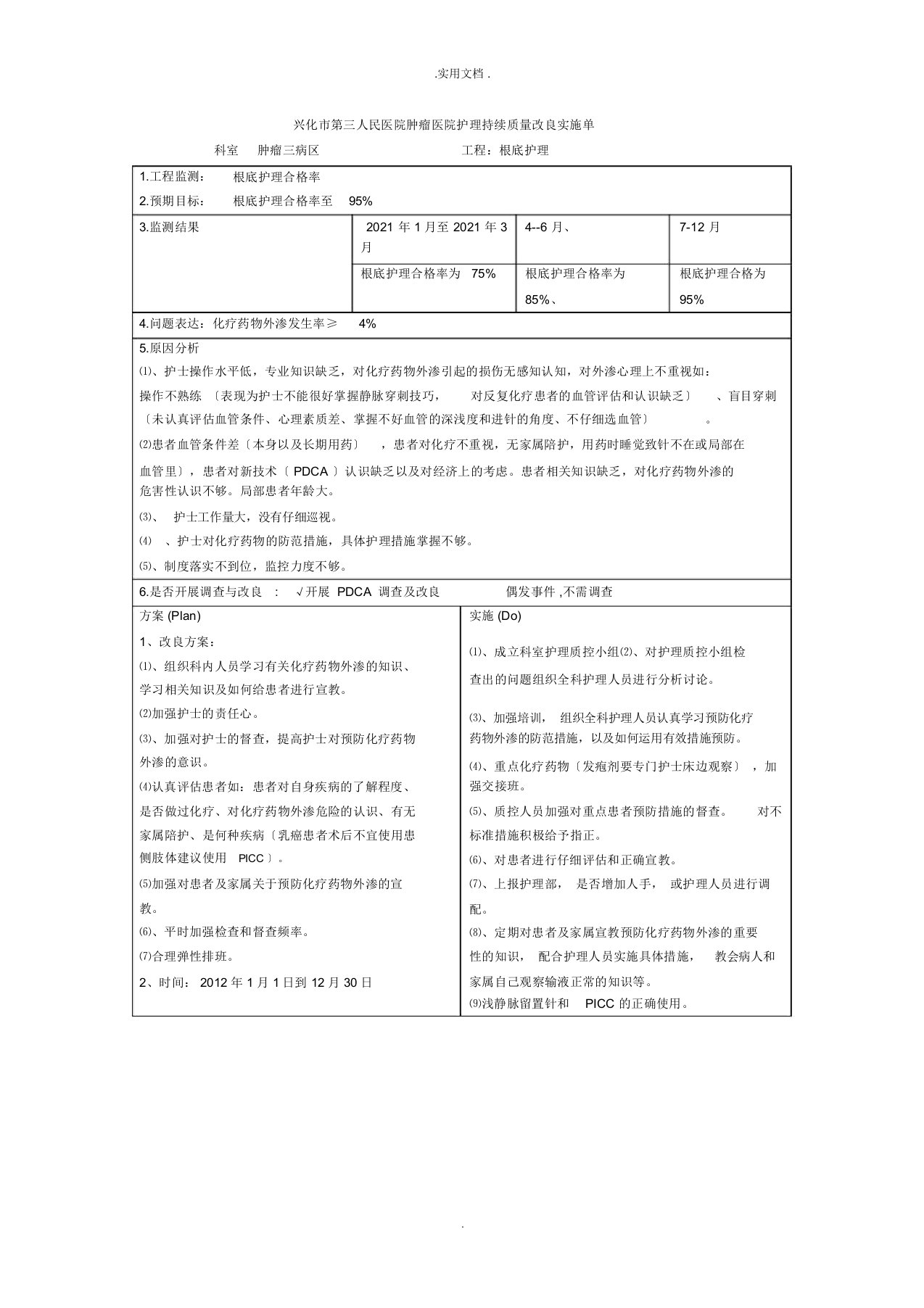 基础护理PDCA