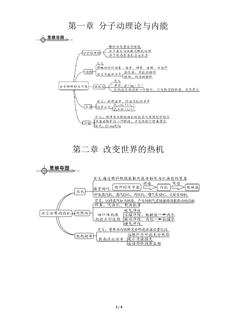 九年级上物理思维导图教科版