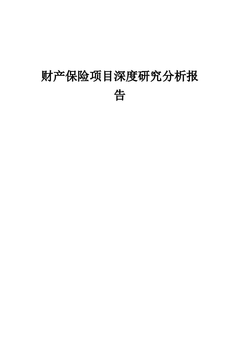 2024年财产保险项目深度研究分析报告