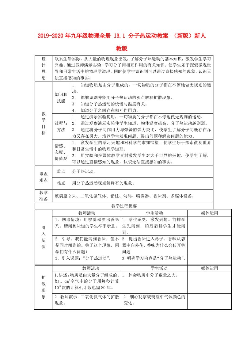 2019-2020年九年级物理全册