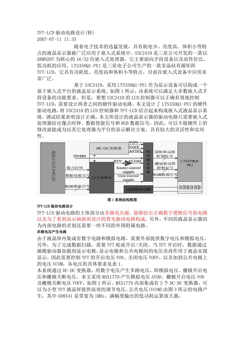 TFT-LCD驱动电路设计