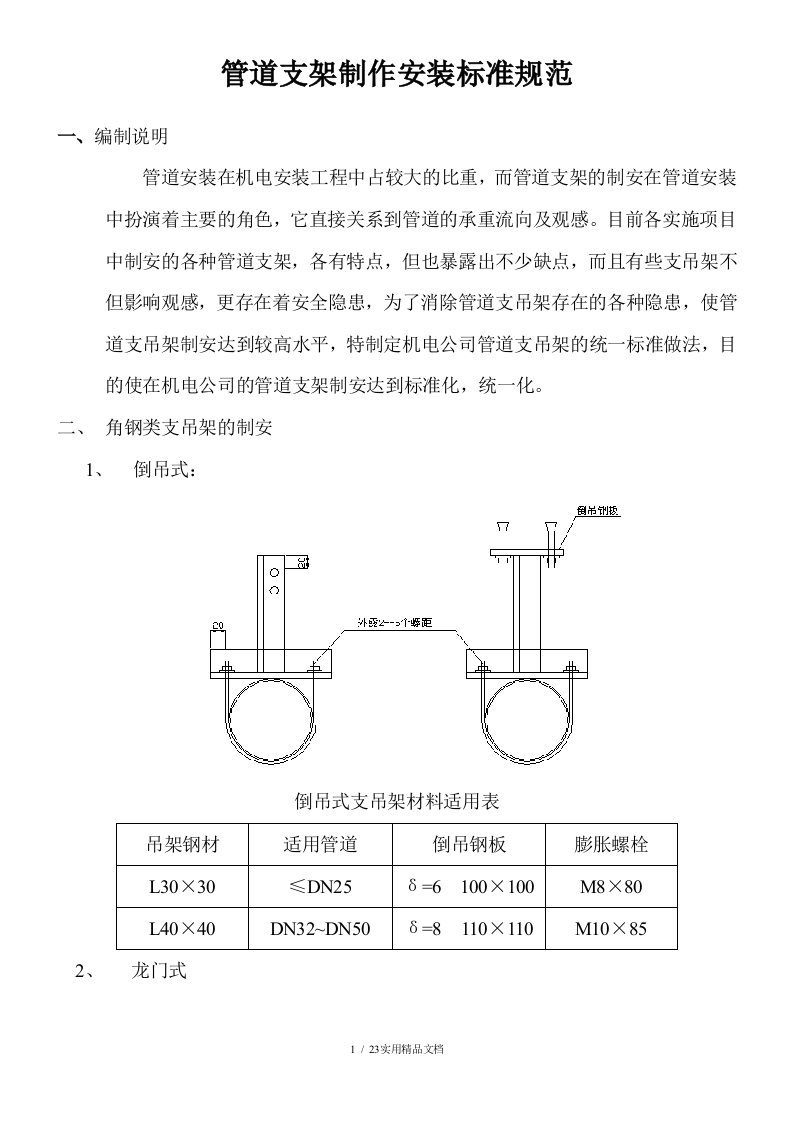 管道支架制作安装标准规范-管道支架规范