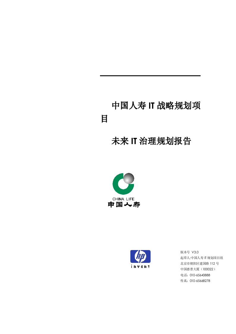 中国人寿IT战略规划项目未来IT治理规划报告