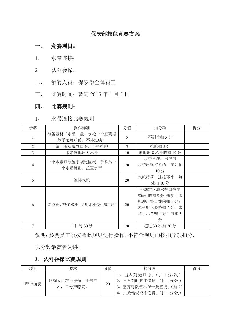 保安部技能比赛