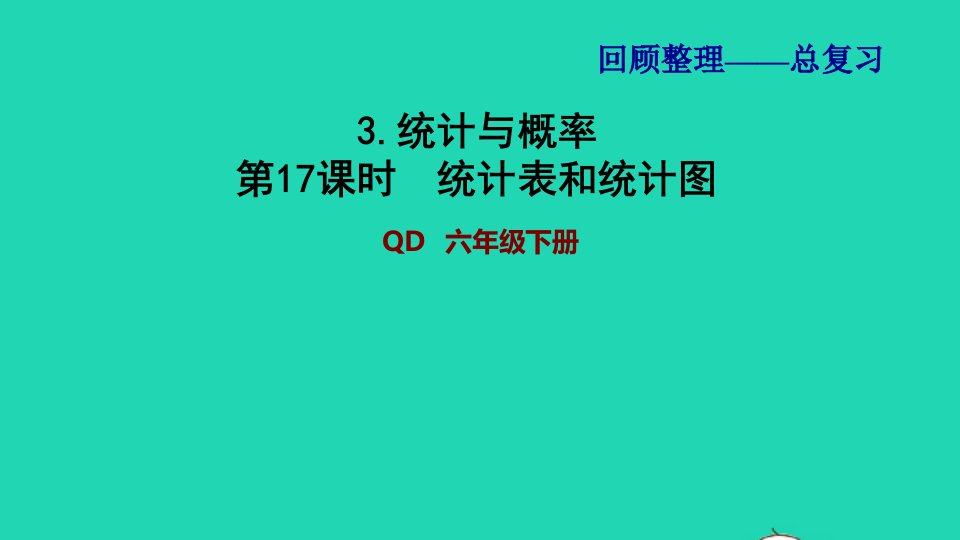 2022六年级数学下册第6单元回顾整理__总复习3统计与概率第17课时统计表和统计图习题课件青岛版六三制