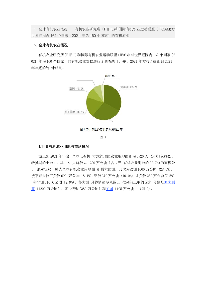 XXXX年世界有机农业概况与趋势预测