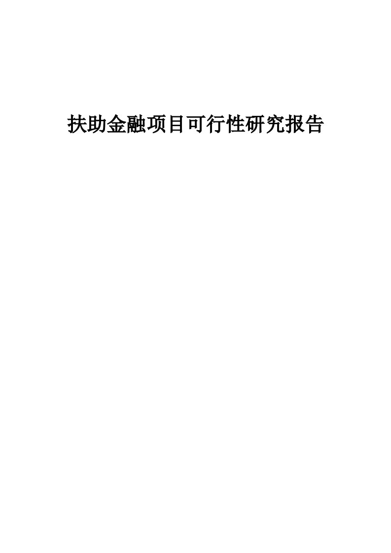 扶助金融项目可行性研究报告