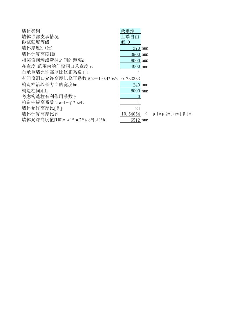 工程资料-高厚比验算新