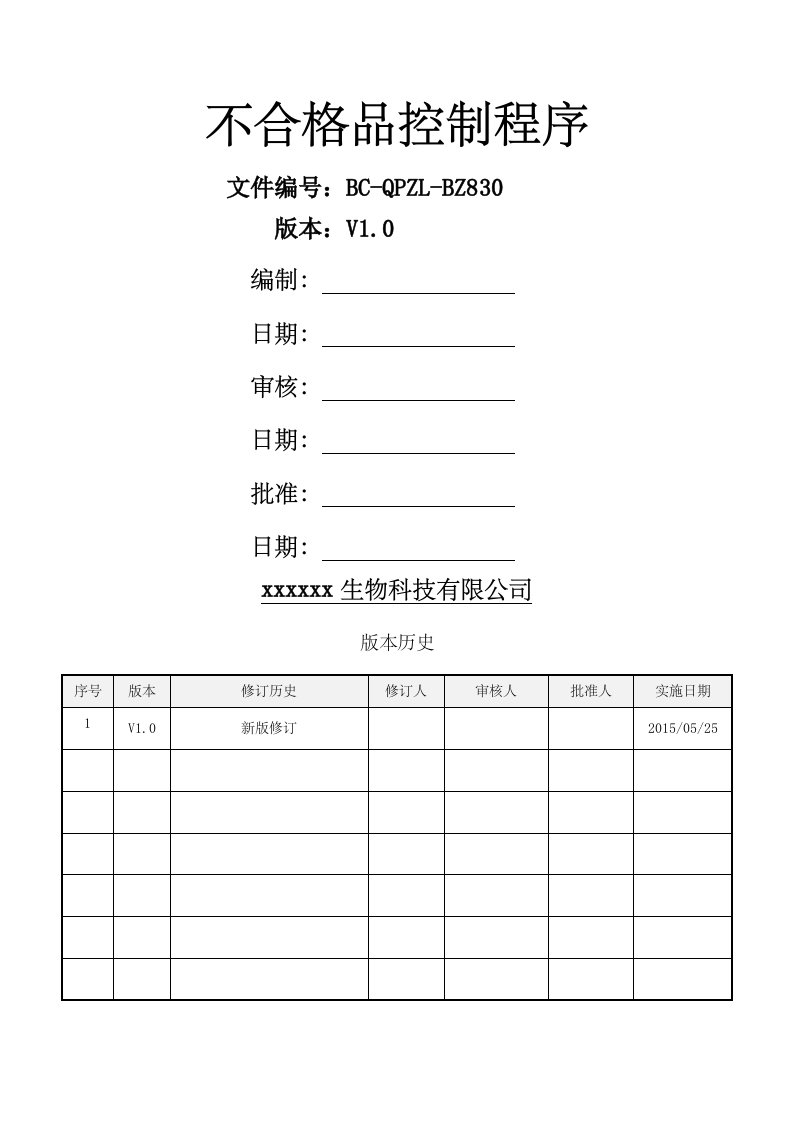 不合格品控制程序最全