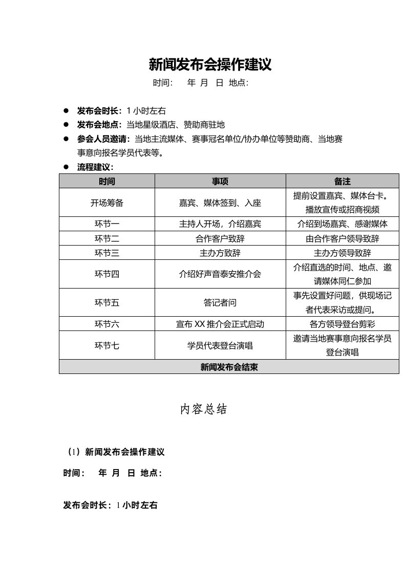 活动新闻发布会流程