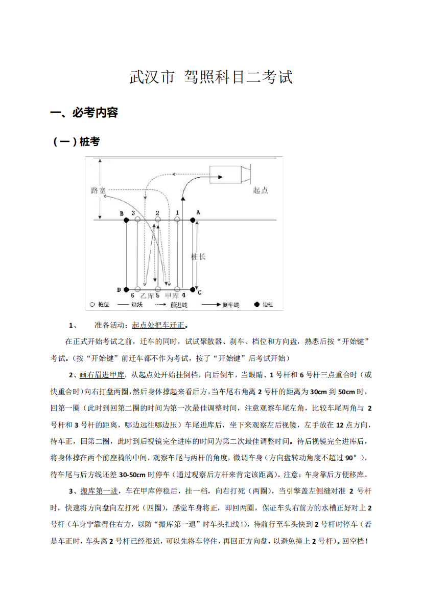 武汉市驾照科目2考试过关技能