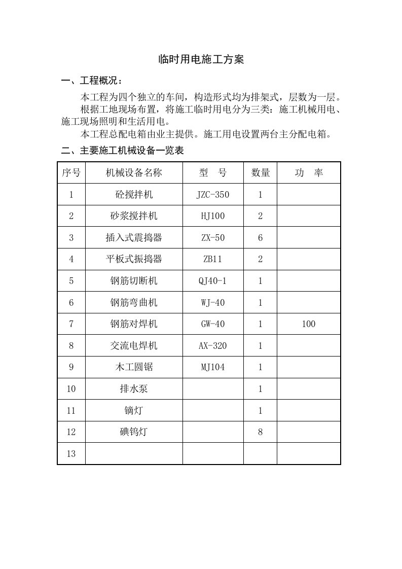 临时用电专项方案范本doc