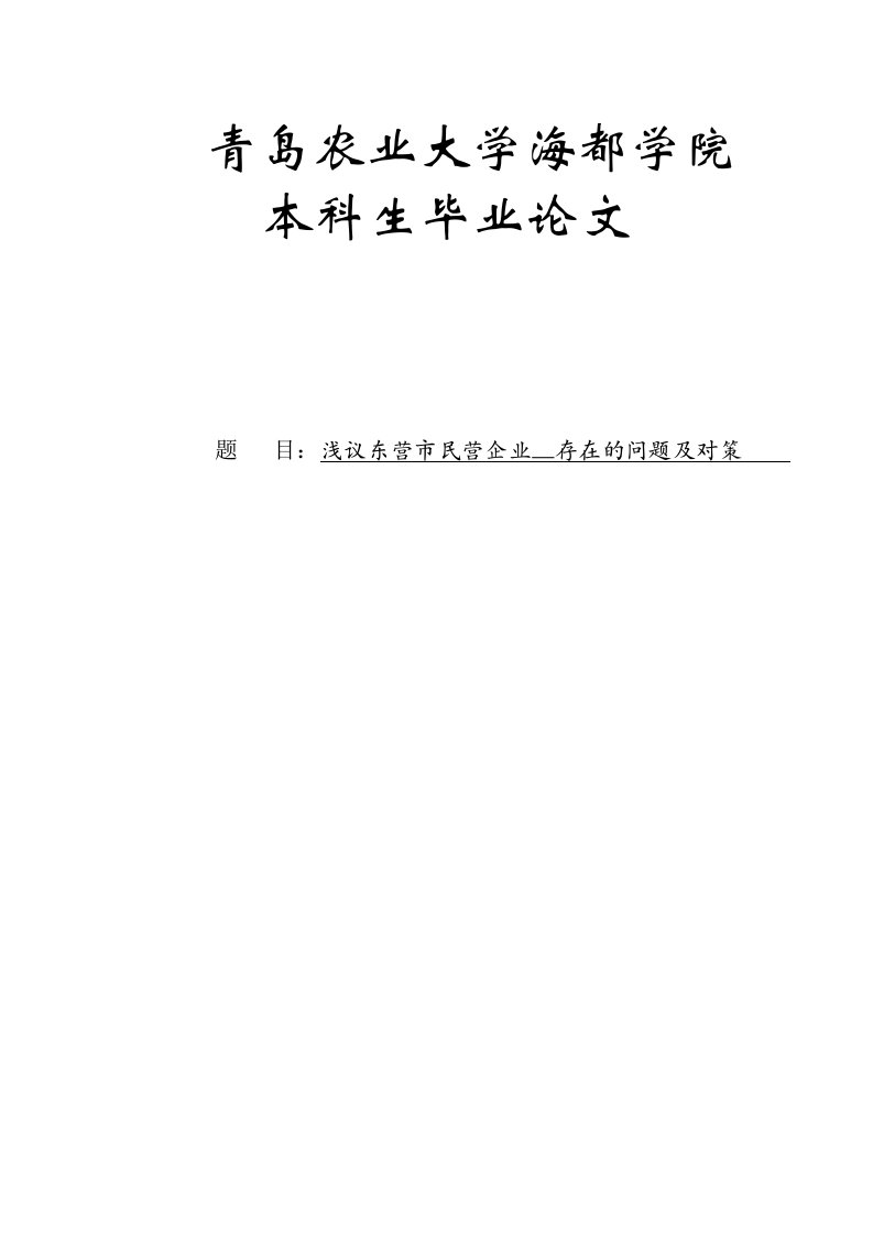 浅议东营市民营企业融资存在的问题及对策