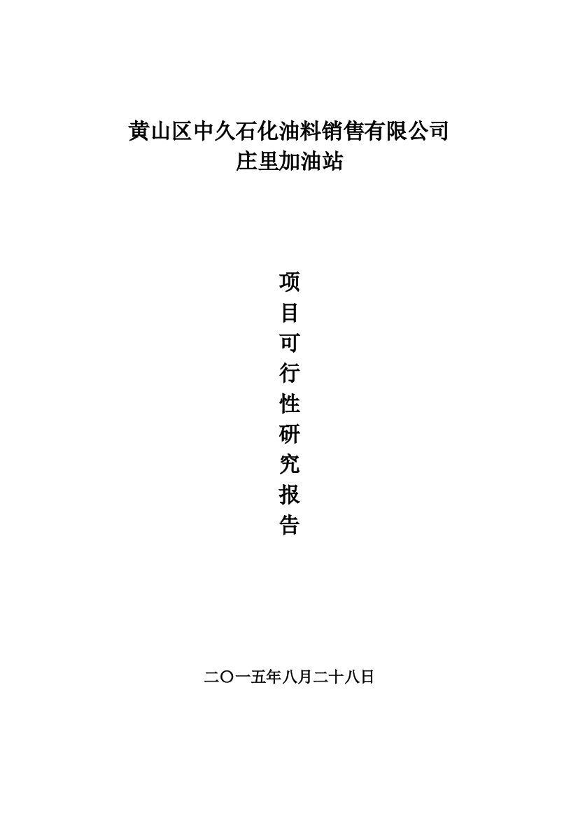 黄山区中久石化油料销售有限公司庄里加油站项目可行性计划书