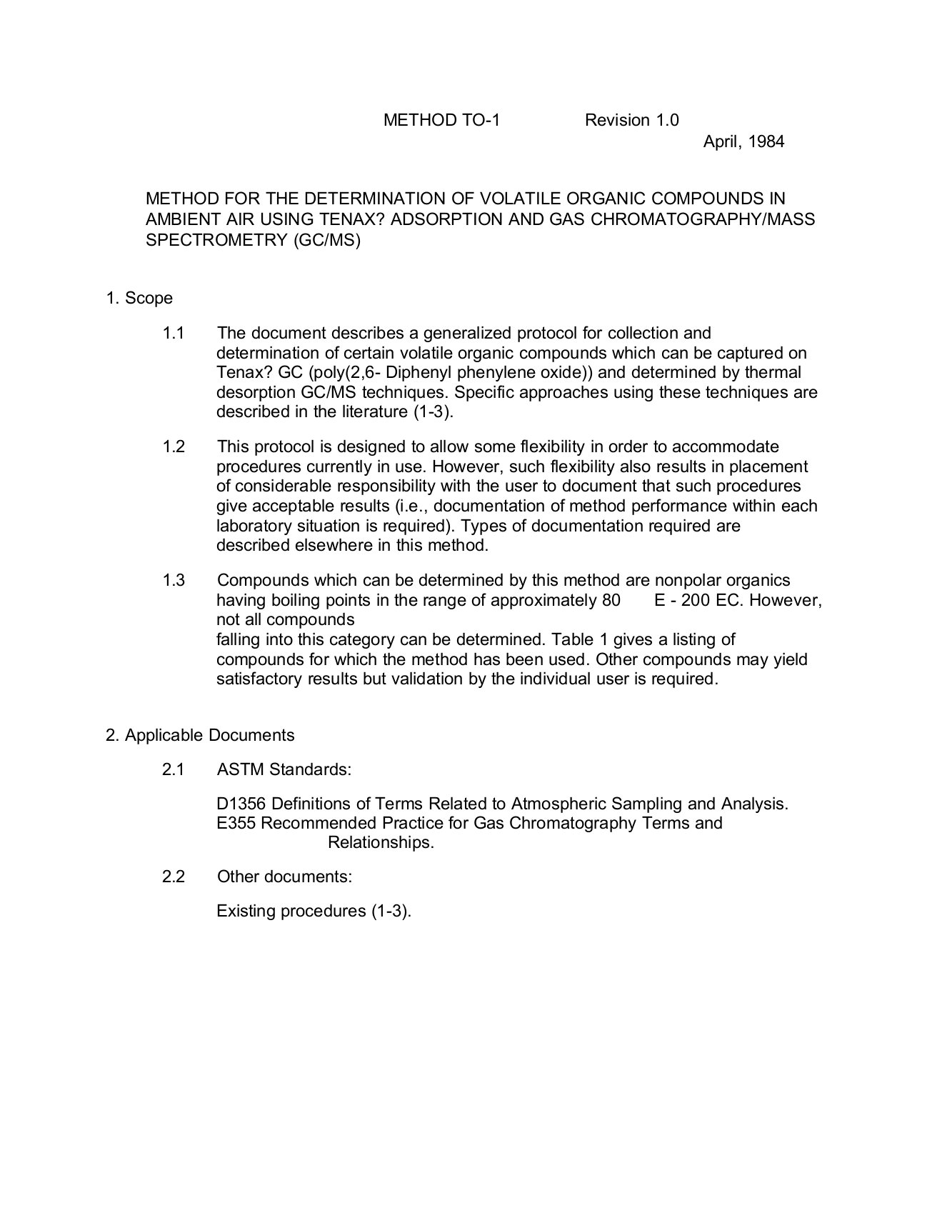 环境空气挥发性有机物的测定美国EPAMethodTO-1