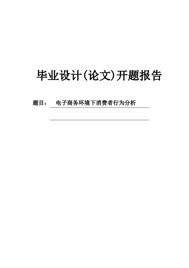 电子商务环境下消费者行为分析开题报告