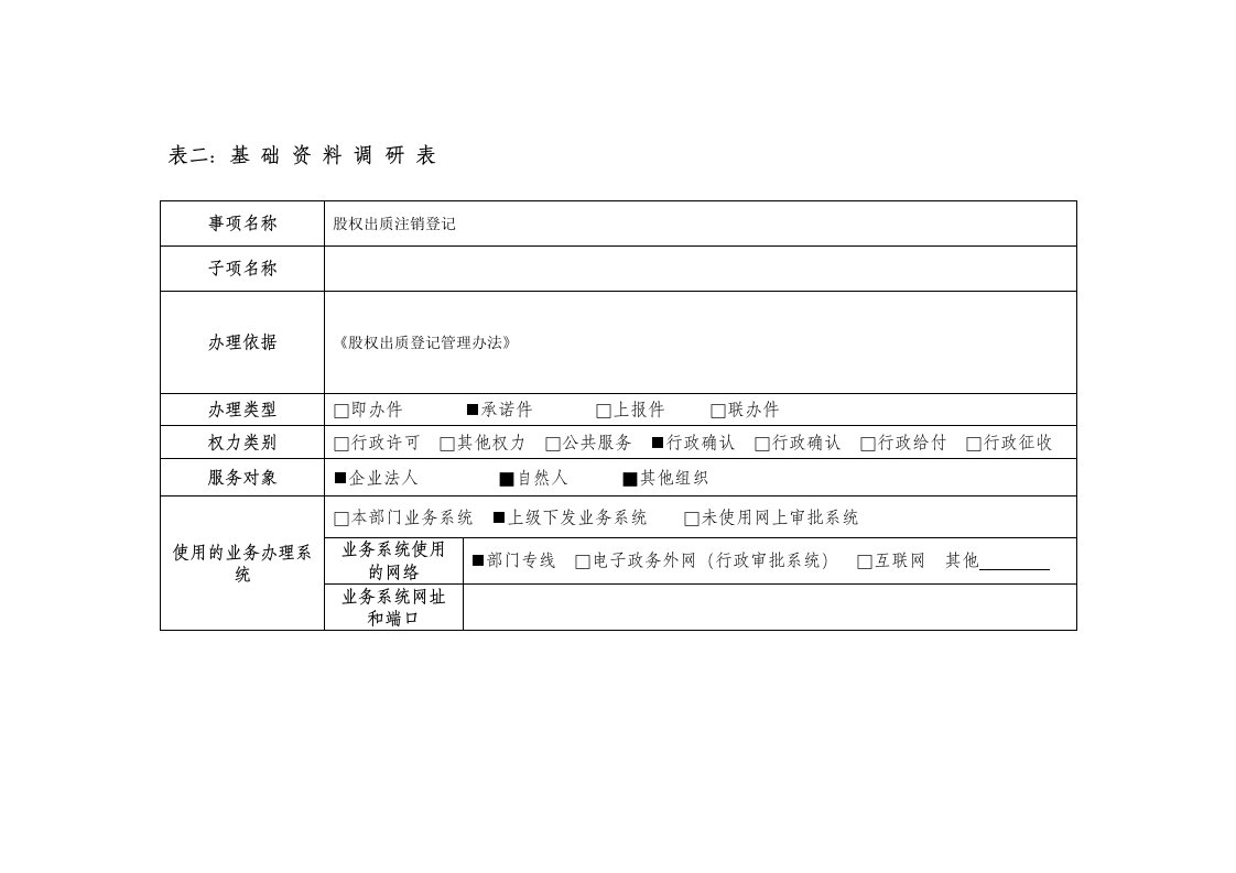 表二基础资料调研表