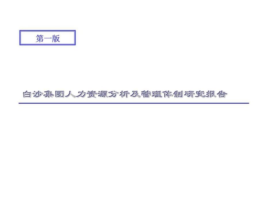 白沙集团人力资源分析及管理体制研究报告