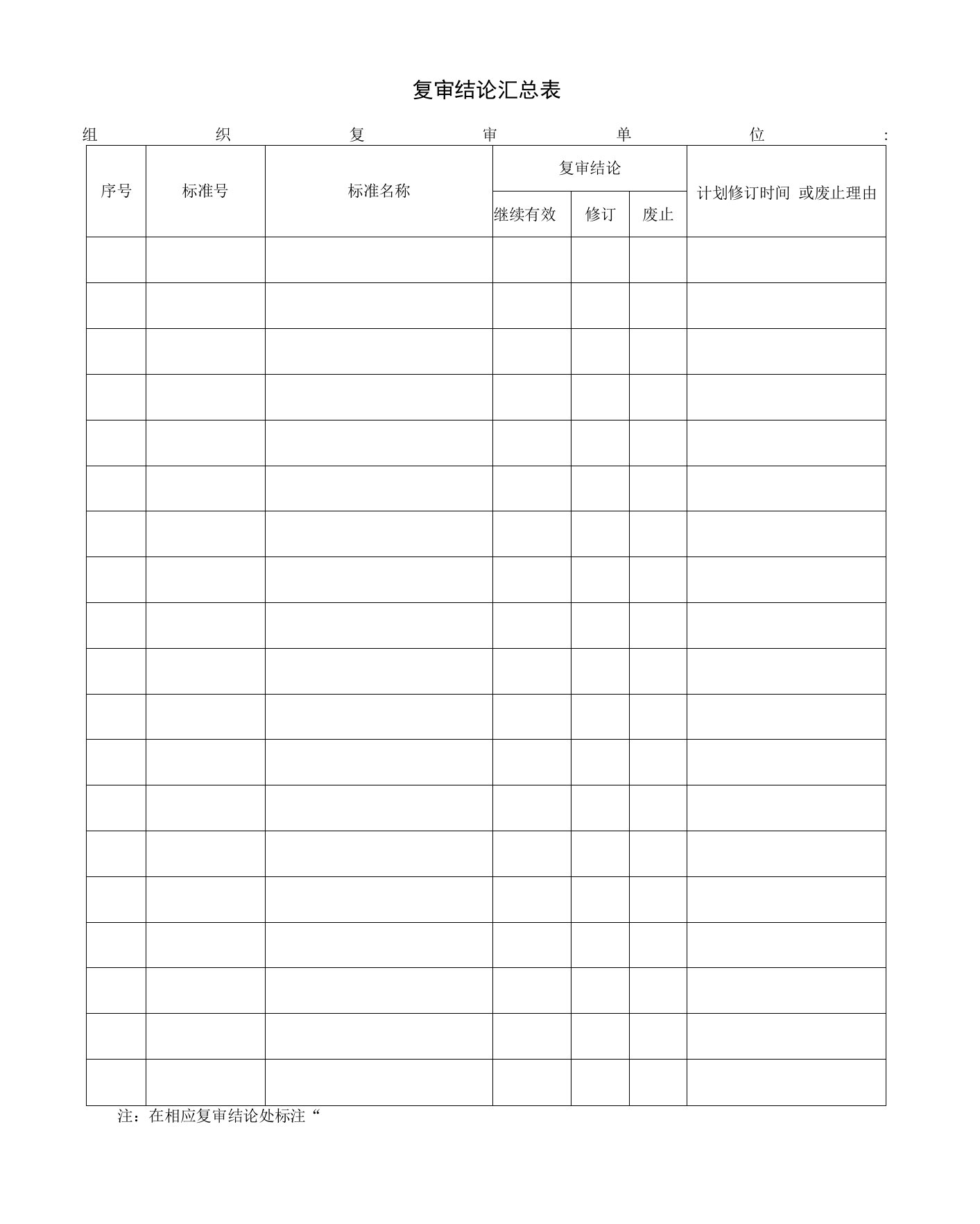 16+标准复审表单