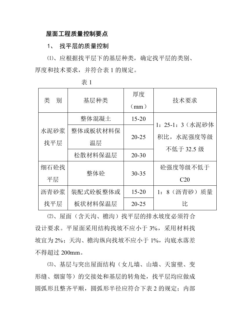 屋面工程质量控制要点