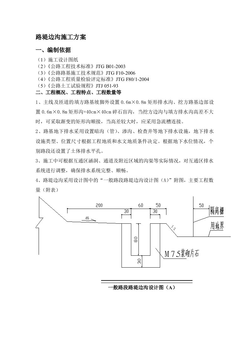 路堤边沟施工计划(2)