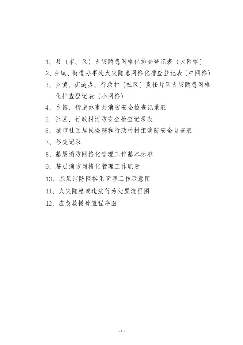 消防安全网格化管理表格样式DOC