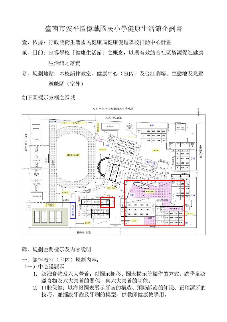 商业计划书-台南市安平区亿载国民小学健康生活馆企划书