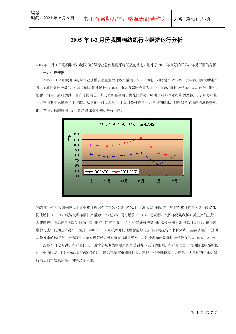 我国棉纺织行业现状分析