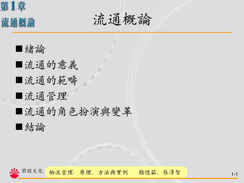 绪论流通的义流通的范畴流通管理流通的角色扮演与变革结论