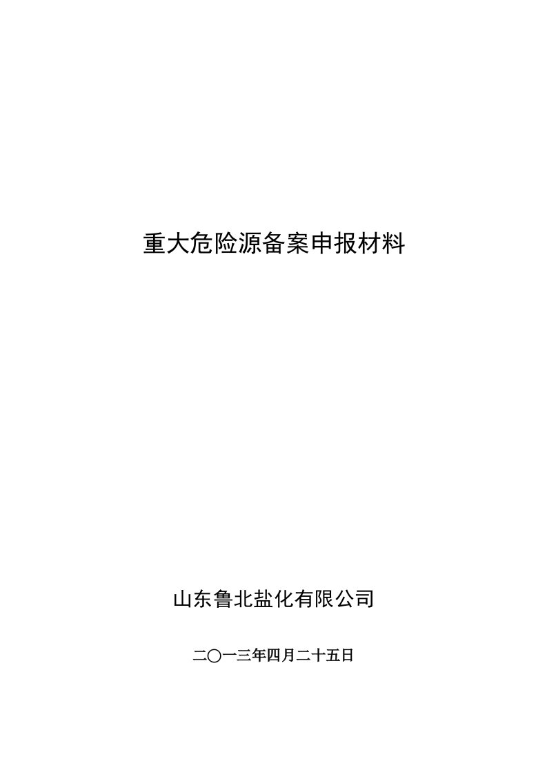 溴素厂重大危险源备案申报材料