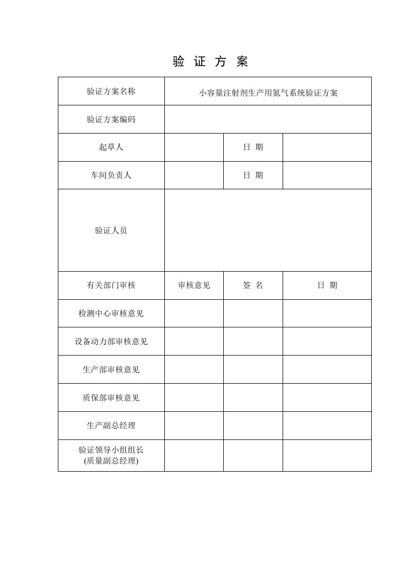 氮气系统验证专题方案