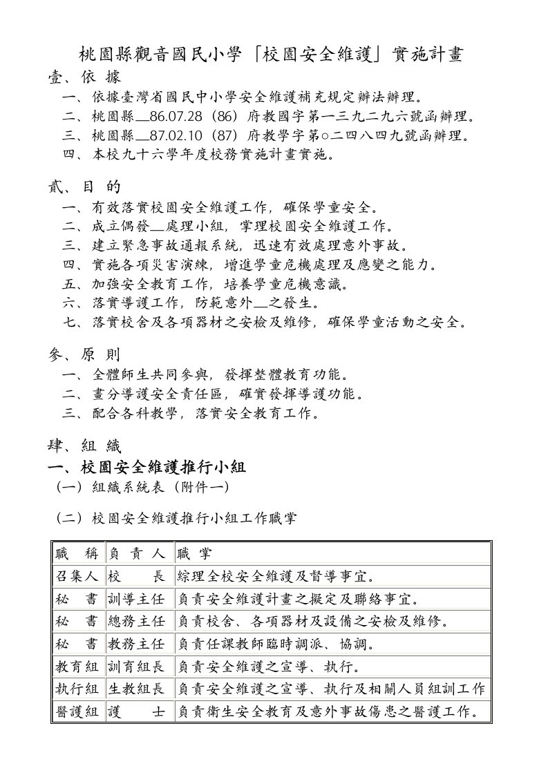 桃园县观音国民小学校园安全维护实施计画