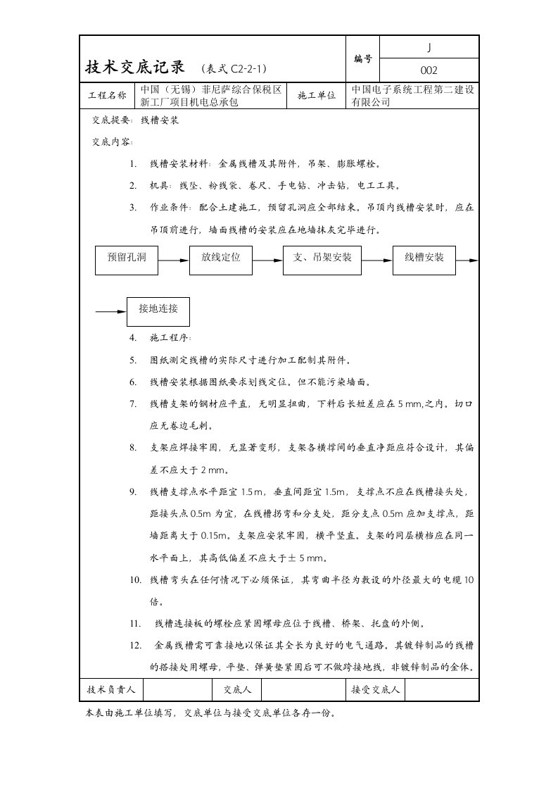 线槽安装技术交底