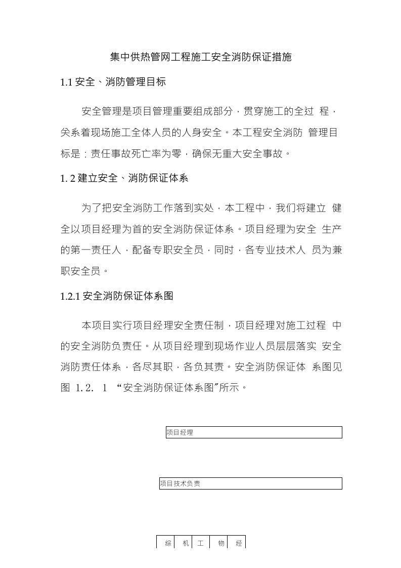 集中供热管网工程施工安全消防保证措施