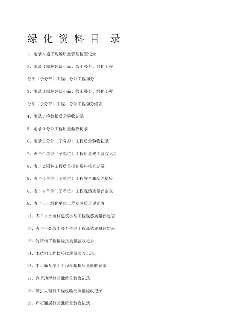 2016年版绿化检验批全套表格