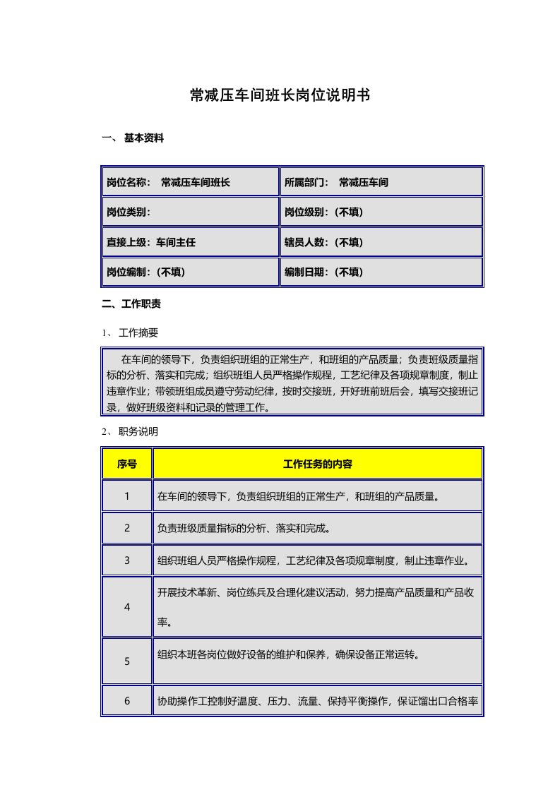 常减压车间岗位说明(内外操)