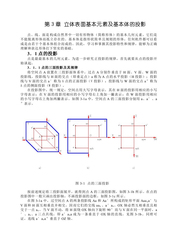 机械制图第3章立体表面基本元素及基本体的投影