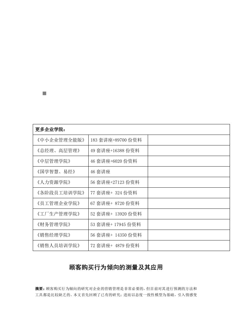 顾客购买行为倾向的测量与应用