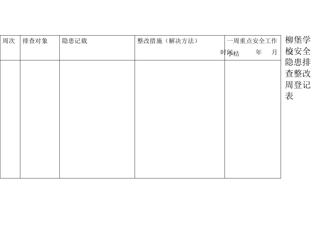 学校安全检查周记录表