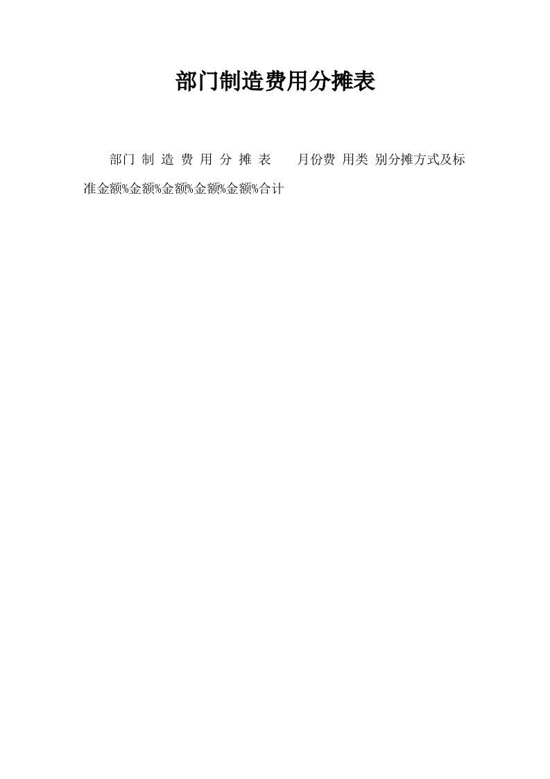 部门制造费用分摊表