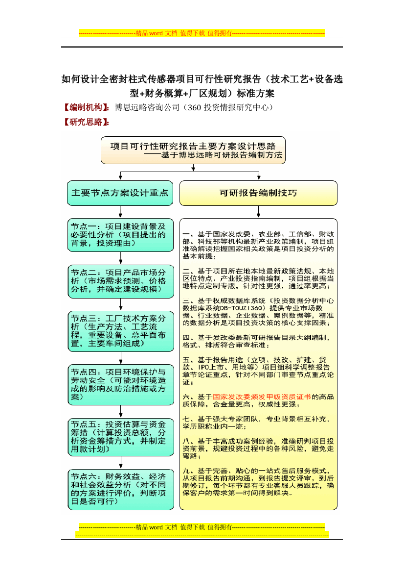 如何设计全密封柱式传感器项目可行性研究报告(技术工艺-设备选型-财务概算-厂区规划)投资方案