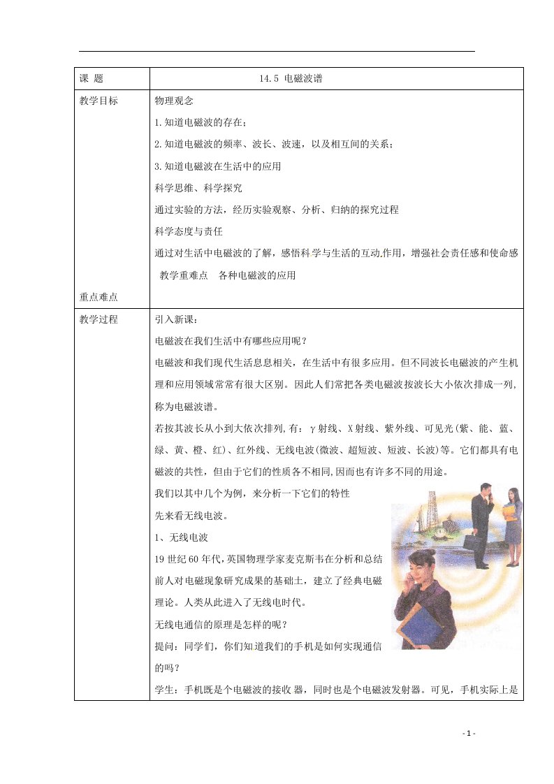 2020_2021学年新教材高中物理第4章电磁振荡与电磁波4电磁波谱1教案新人教版选择性必修第二册