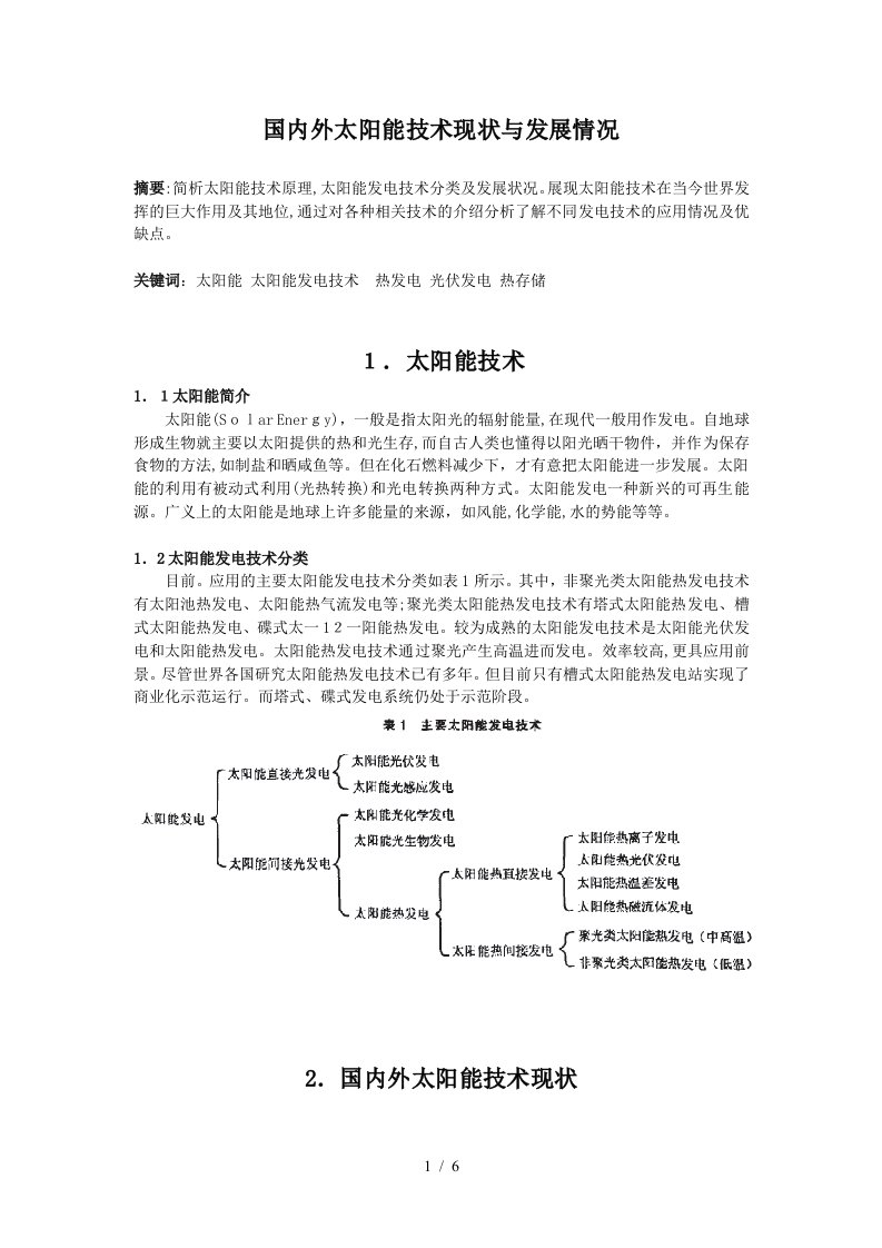 国内外太阳能技术现状及其发展