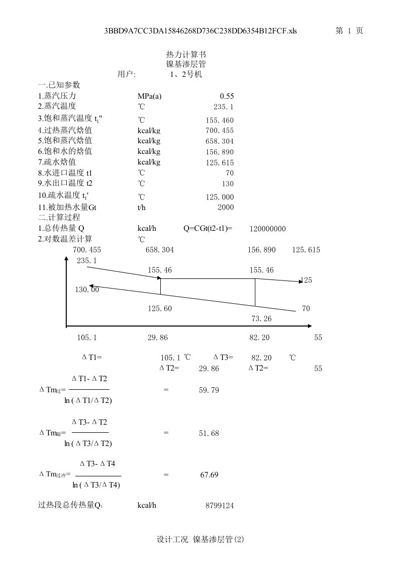 汽水管壳式换热器热力计算书