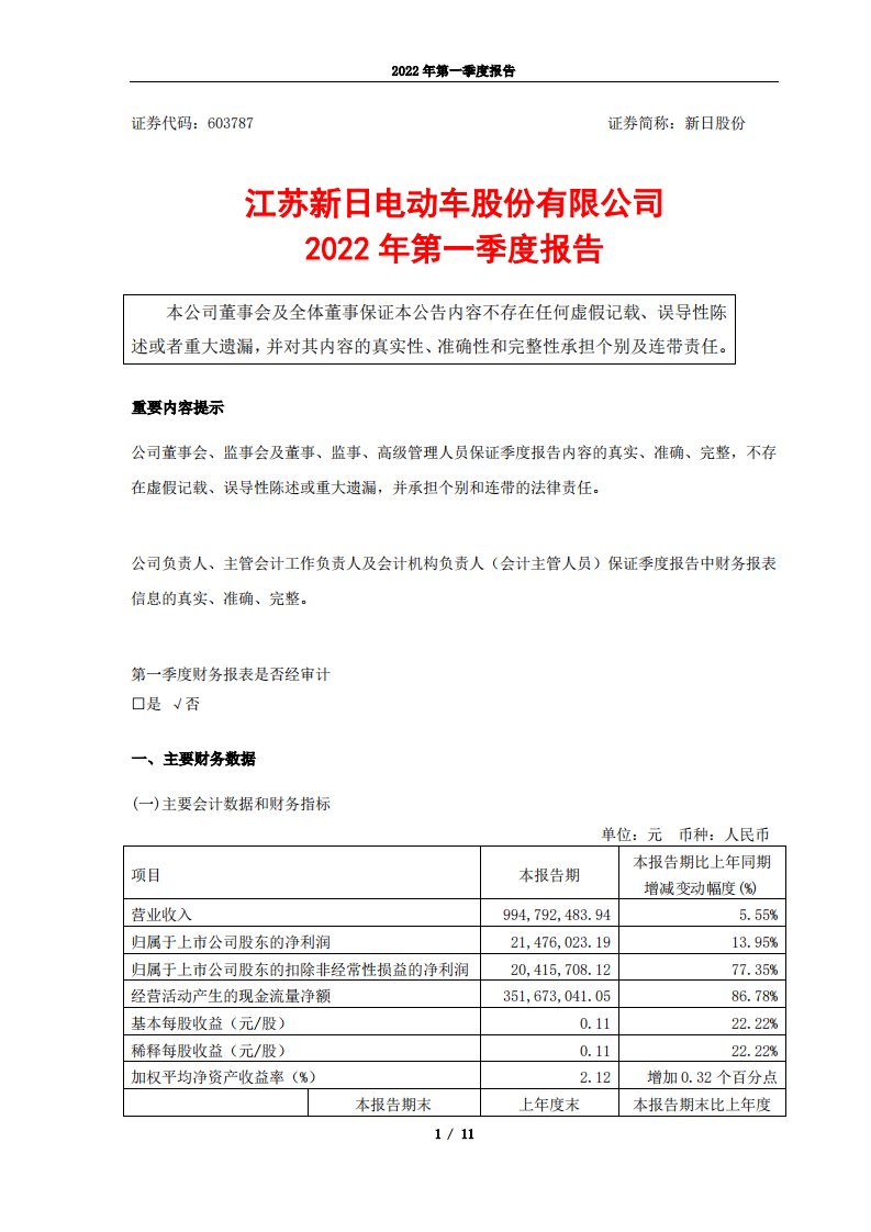 上交所-2022年一季度报告-20220429