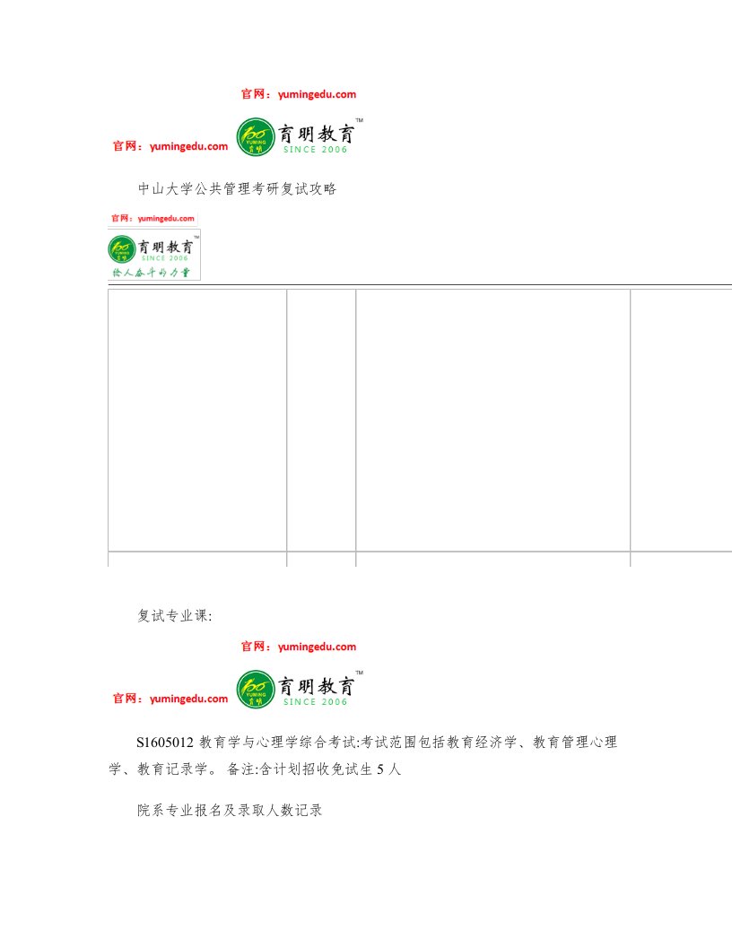 中山大学公共管理专业考研复试线复试科目复试参考精