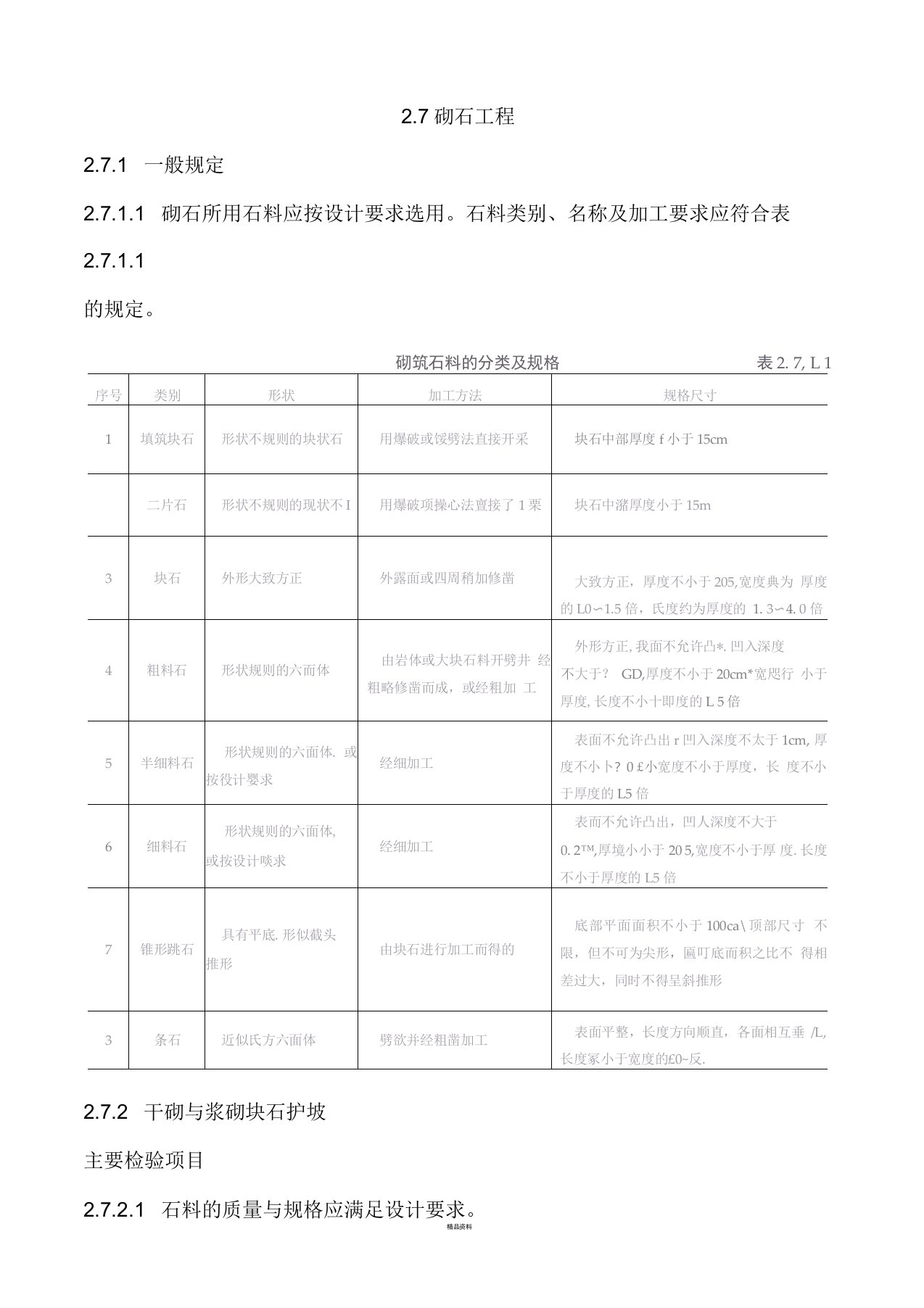 干砌块石规范